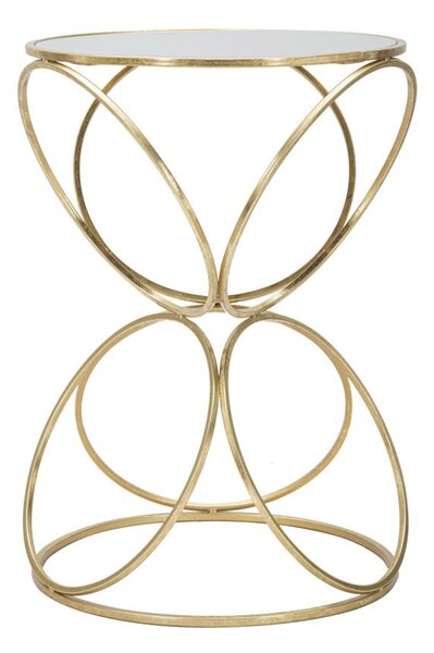 Tavolinetto Circly Ø42x61 cm in Ferro e Specchio Oro e Argento