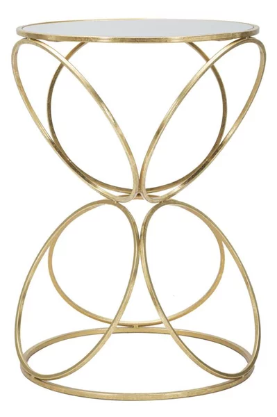 Tavolinetto Circly Ø42x61 cm in Ferro e Specchio Oro e Argento