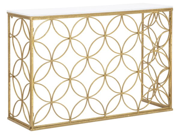 Console Star Marble 120x40x80 cm in Ferro e Marmo Oro e Bianco