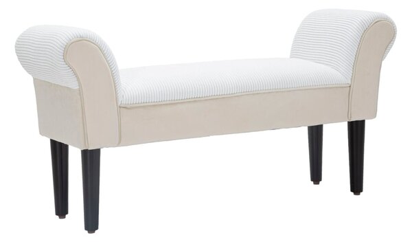Panchetta Velvet Crema 102x31x51 cm Legno e Poliestere Crema e Nero