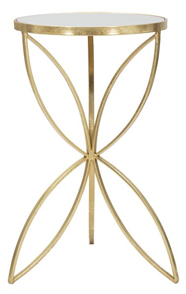 Tavolinetto Butterfly Ø35x60 cm in Ferro e Specchio Oro e Argento
