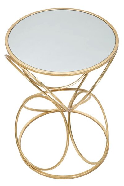 Tavolinetto Circly Ø38x53 cm in Ferro e Specchio Oro e Argento