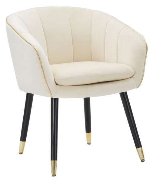 Poltrona Paris 62x58x78 cm in Legno Spugna Metallo e Poliestere Crema e Oro