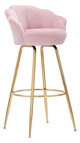 Sgabello Bar Vienna Rosa 55x53x110 cm Spugna e Tessuto e Metallo Rosa e Oro