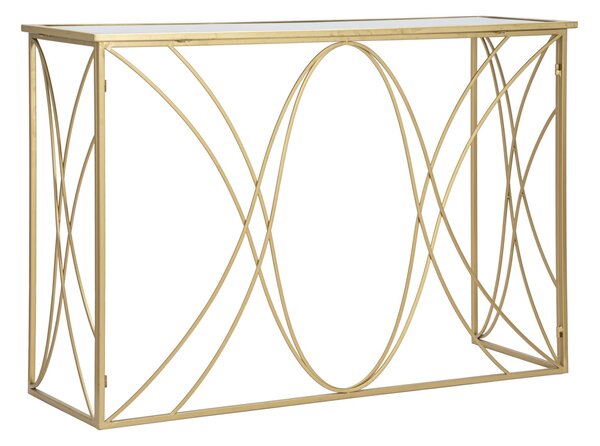 Console Exy 120x40x80 cm in Ferro e Specchio Oro e Argento