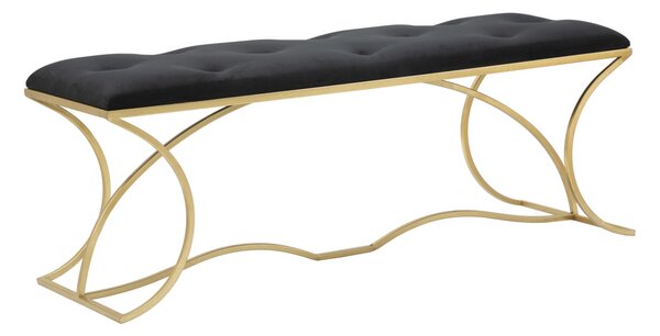 Panca Sunshine 120x40x45 cm in Ferro e Specchio Oro e Nero