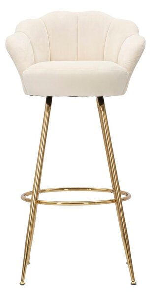Sgabello Bar Vienna Crema 55x53x110 cm Spugna e Tessuto e Metallo Crema e Oro