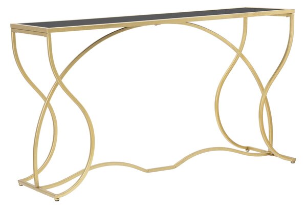 Console Sunshine 130x40x75 cm in Ferro e Specchio Oro e Nero