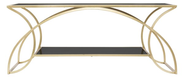 Tavolo da Caffé Sunshine 110x60x45 cm in Ferro e Specchio Oro e Nero