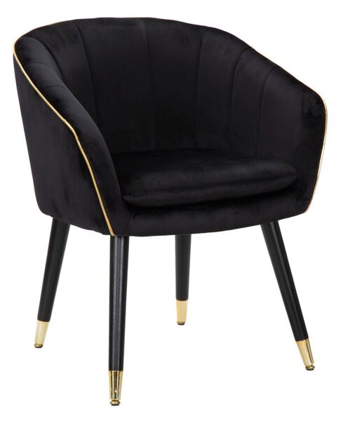 Poltrona Paris 62x58x78 cm in Legno Spugna Metallo e Poliestere Nero e Oro