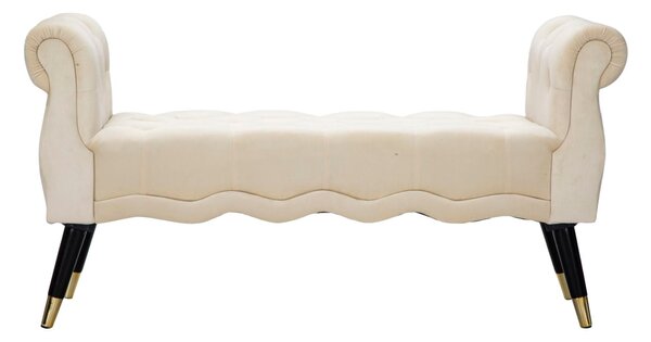 Panchetta Paris 120x40x60 cm in Legno Spugna Metallo e Poliestere Crema Nero e Oro