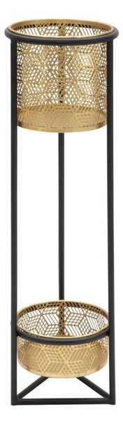 Porta Vasi Doppio Ø23x80 cm in Ferro Nero e Oro