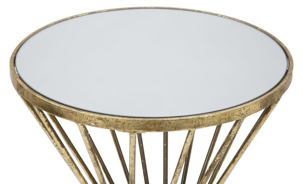Tavolinetto Hypnos Ø35x70 cm in Ferro MDF e Vetro Oro