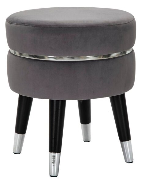 Sgabello Paris Ø35x40,5 cm in Legno Spugna Metallo e Poliestere Grigio Nero e Argento