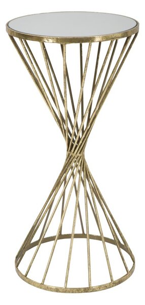 Tavolinetto Hypnos Ø35x70 cm in Ferro MDF e Vetro Oro