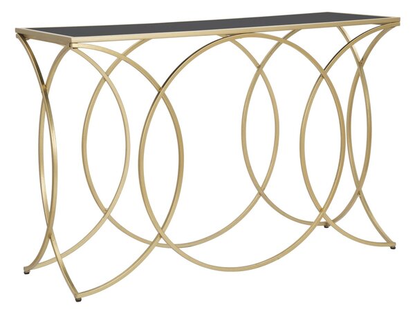Console Infinity Small 120x40x79 cm in Ferro e Specchio Oro e Nero