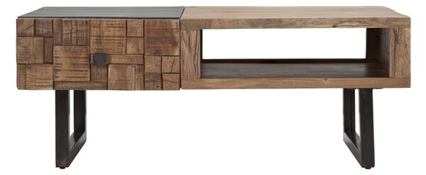 Tavolo da Caffé Rettangolare Mumbai 110x60x43 cm in Legno di Acacia e in Ferro Marrone e Nero