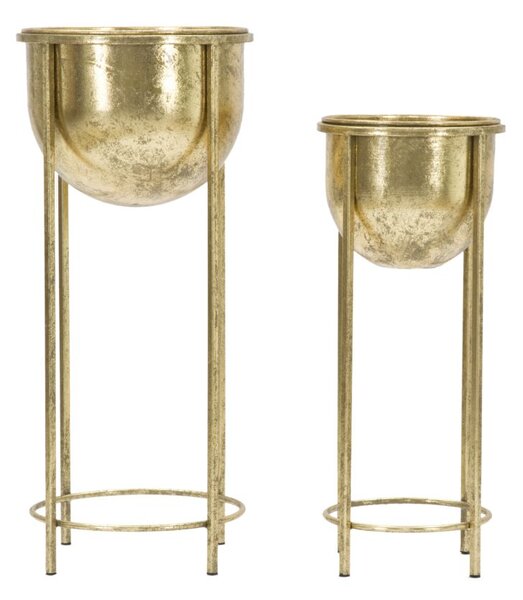 Porta Fiori Glam Coppia Ø27x62-21,5x52 cm in Ferro Oro
