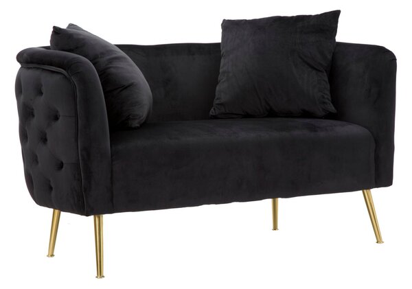 Divanetto Bucarest Nero 127x74x71 cm Legno e Spugna e Tessuto e Metallo Nero
