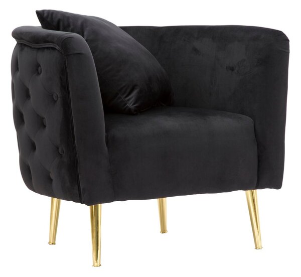 Poltrona Bucarest Nerocm 76x74x71 cm Legno e Spugna e Tessuto e Metallo Nero