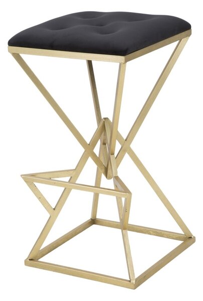 Sgabello da Bar Piramid 40x40x75 cm in Ferro e Vetro Oro e Nero