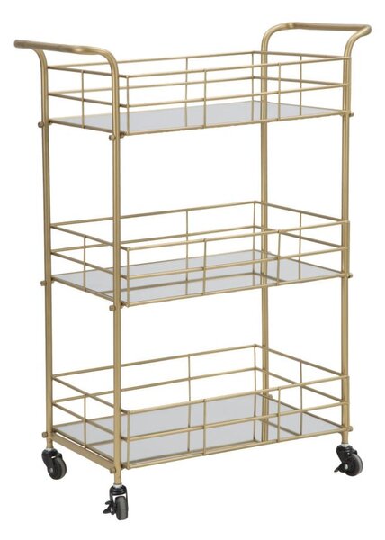 Carrello Glam Rettangolare 60x30,5x80 cm in Ferro e Vetro Oro