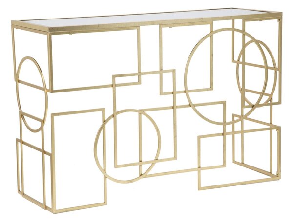 Console Marie 120x41x81 cm in Ferro e Vetro Oro e Nero