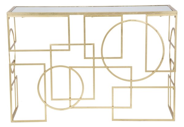 Console Marie 120x41x81 cm in Ferro e Vetro Oro e Nero