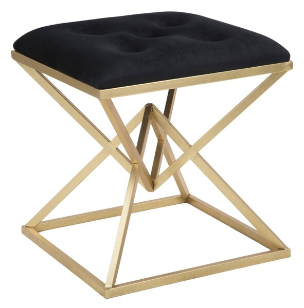 Puff Piramid 45x45x48 cm in Ferro e Spugna e Poliestere Oro e Nero