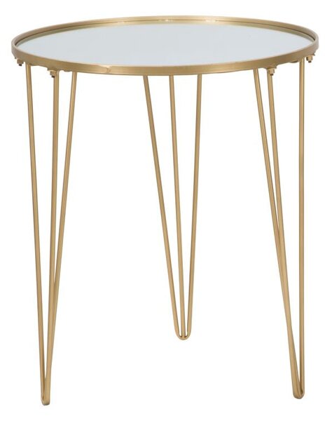 Tavolinetto da Caffé Glam Oro/Mirror Ø50x58,5 cm in Ferro e Vetro Oro