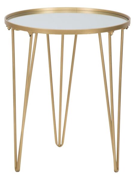 Tavolinetto da Caffé Glam Oro/Mirror Ø40x49 cm in Ferro e Vetro Oro