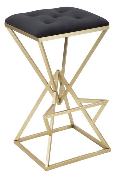 Sgabello da Bar Piramid 40x40x75 cm in Ferro e Vetro Oro e Nero