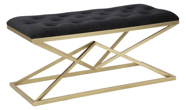 Panca Piramid 100x40x45 cm in Ferro e Spugna e Poliestere Oro e Nero
