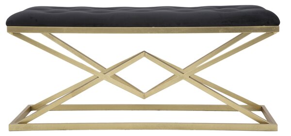 Panca Piramid 100x40x45 cm in Ferro e Spugna e Poliestere Oro e Nero