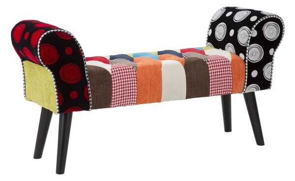 Panca Imperial 102x31x54 cm in Legno Schiuma e Poliestere Multicolor