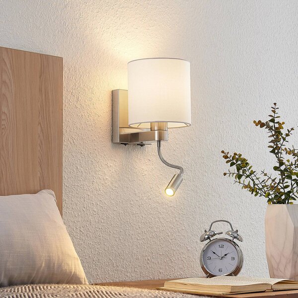 Applique da parete Brinja Lucande, Alluminio / Grigio / Zincato, Soggiorno / Sala da pranzo, Tessuto / Stoffa / Seta, Applique