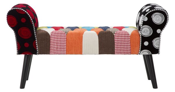 Panca Imperial 102x31x54 cm in Legno Schiuma e Poliestere Multicolor