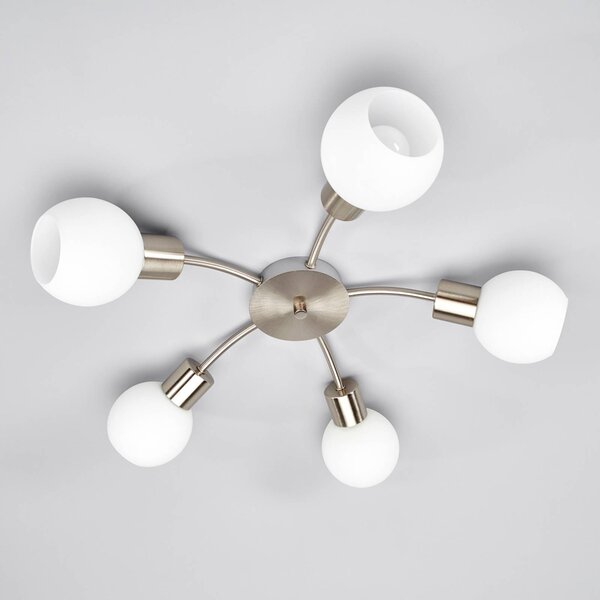 Lindby Plafoniera soffitto Elaina, dimmerabile, Alluminio / Grigio / Zincato, Soggiorno / Sala da pranzo, Metallo, Moderno, Plafoniera