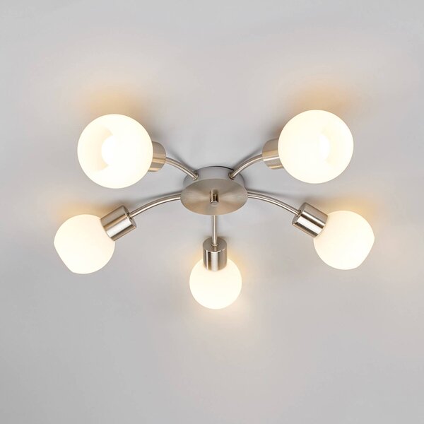 Lindby Plafoniera soffitto Elaina, dimmerabile, Alluminio / Grigio / Zincato, Soggiorno / Sala da pranzo, Metallo, Moderno, Plafoniera