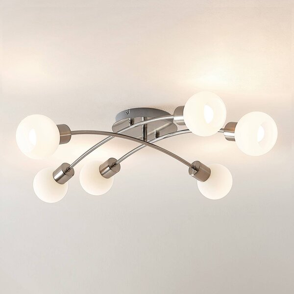 Plafoniera soffitto Agmar Lindby, dimmerabile, Alluminio / Grigio / Zincato, Soggiorno / Sala da pranzo, Metallo, Moderno, Plafoniera