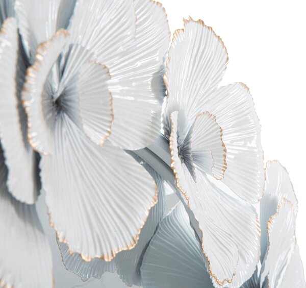 Specchio Bianco Flower 82x2,6x85,5 cm in Ferro Specchio e MDF Bianco e Oro