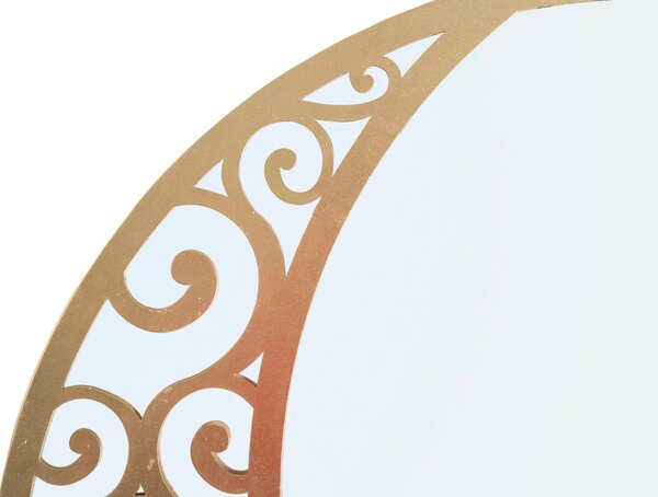 Specchio Luna Astratta Ø72x1 cm in Ferro e MDF Oro