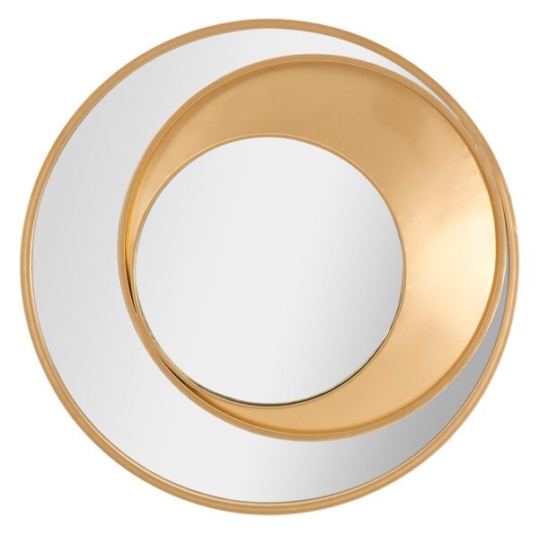 Specchio da Muro Vortic Ø70x3,5 cm in Ferro e MDF Oro