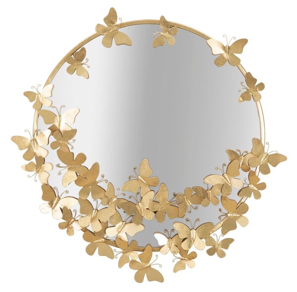 Specchio Farfalle Round 74x4x75 cm in Ferro e MDF Oro