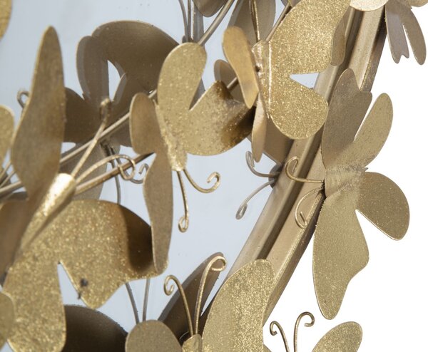 Specchio Farfalle Round 74x4x75 cm in Ferro e MDF Oro