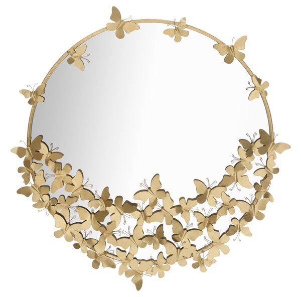 Specchio Farfalle Round New Ø91x3x94 cm in Ferro Oro