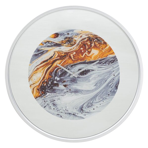 Orologio da Muro Mirror Grey Ø60x5 cm in Ferro MDF e Vetro Multicolor