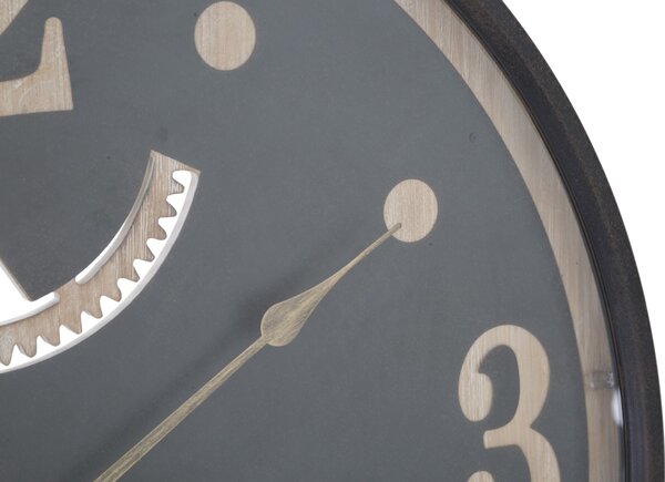 Orologio xxx Ø67x6,5 cm in Ferro MDF e Vetro Nero e Marrone