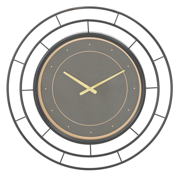 Orologio da Muro Fashion Dark Ø70x5,5 cm in Ferro MDF e Vetro Nero
