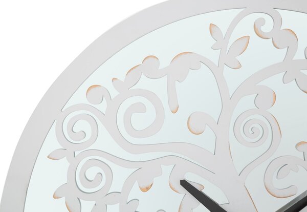Orologio da Muro Bianco Tree Ø55x4,5 cm in Ferro MDF e Specchio Bianco